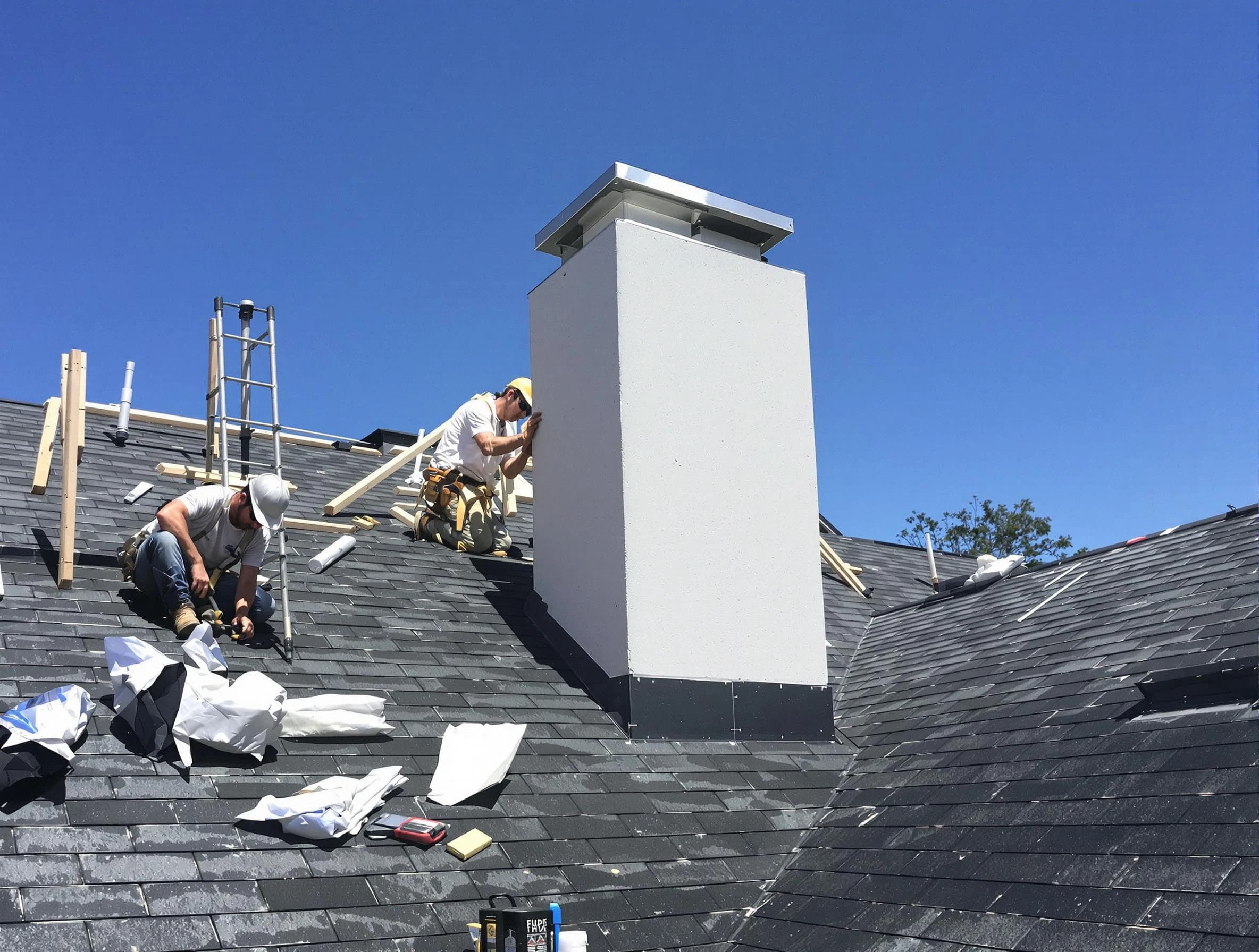Senoia Chimney Sweep crew installing a new chimney in Senoia, GA