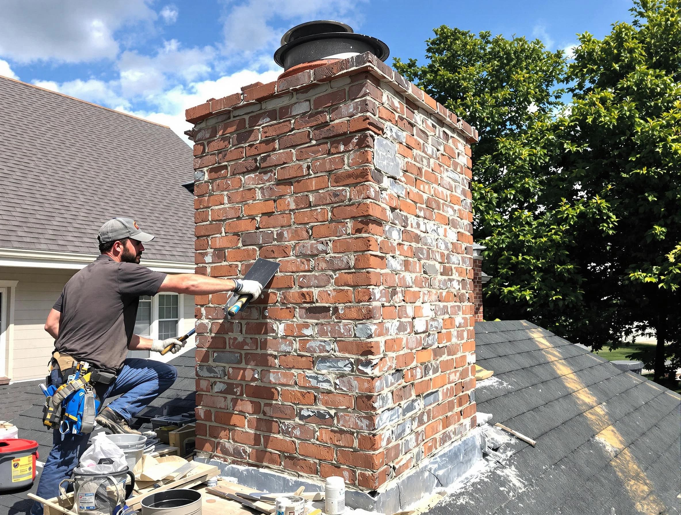Completed chimney rebuild by Senoia Chimney Sweep in Senoia, GA