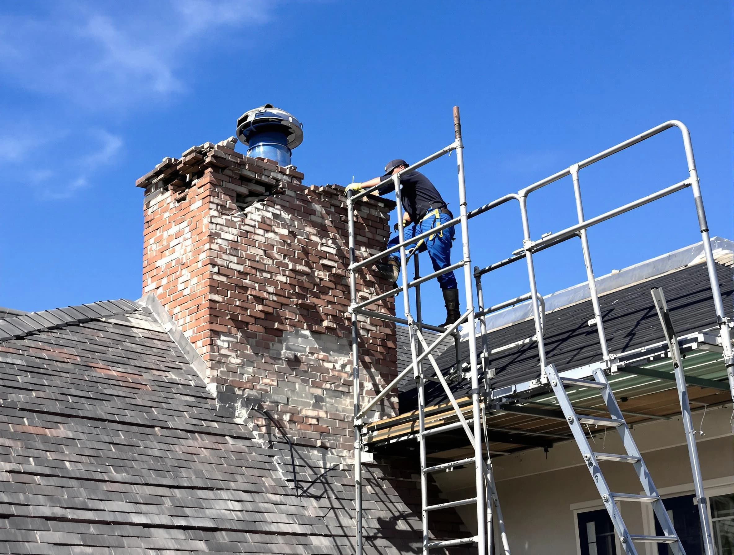 Rebuilding a chimney structure by Senoia Chimney Sweep in Senoia, GA