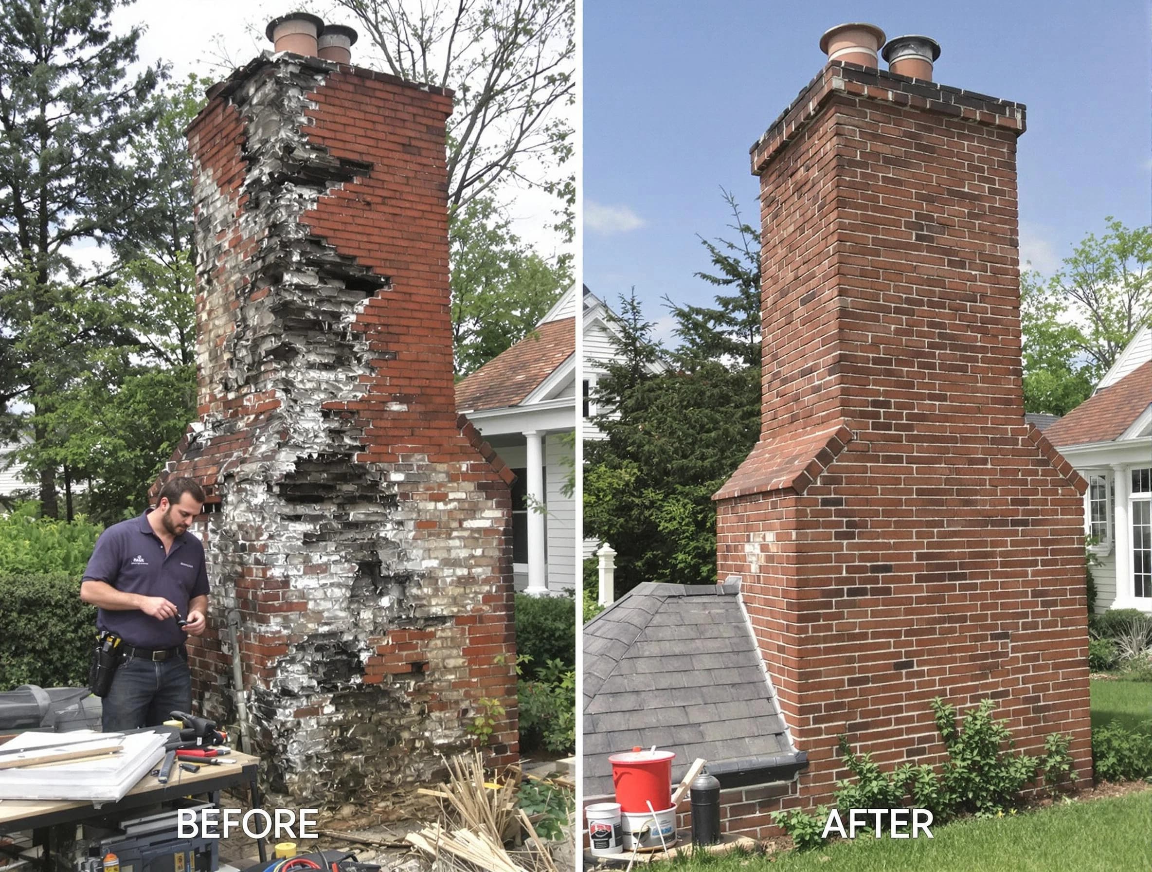 Senoia Chimney Sweep performing a full chimney restoration in Senoia, GA