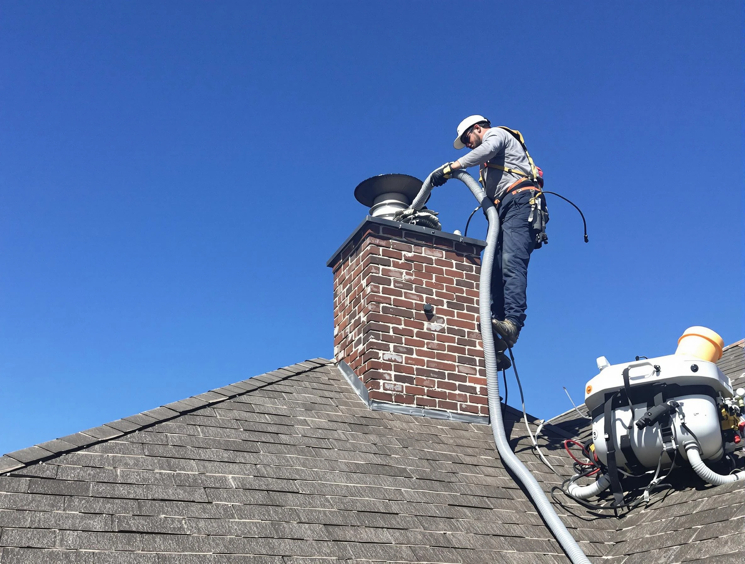 Dedicated Senoia Chimney Sweep team member cleaning a chimney in Senoia, GA