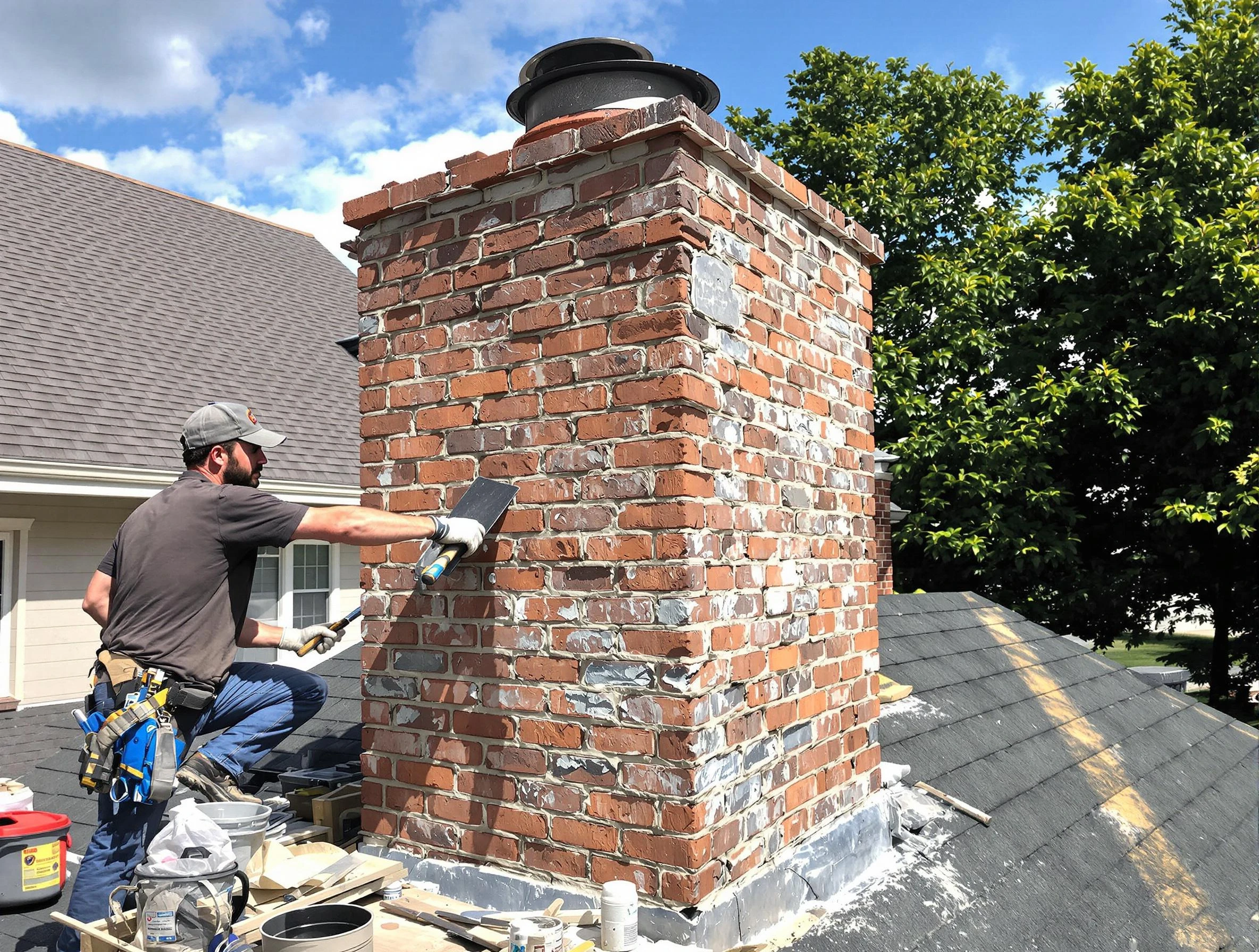 Completed chimney rebuild by Senoia Chimney Sweep in Senoia, GA
