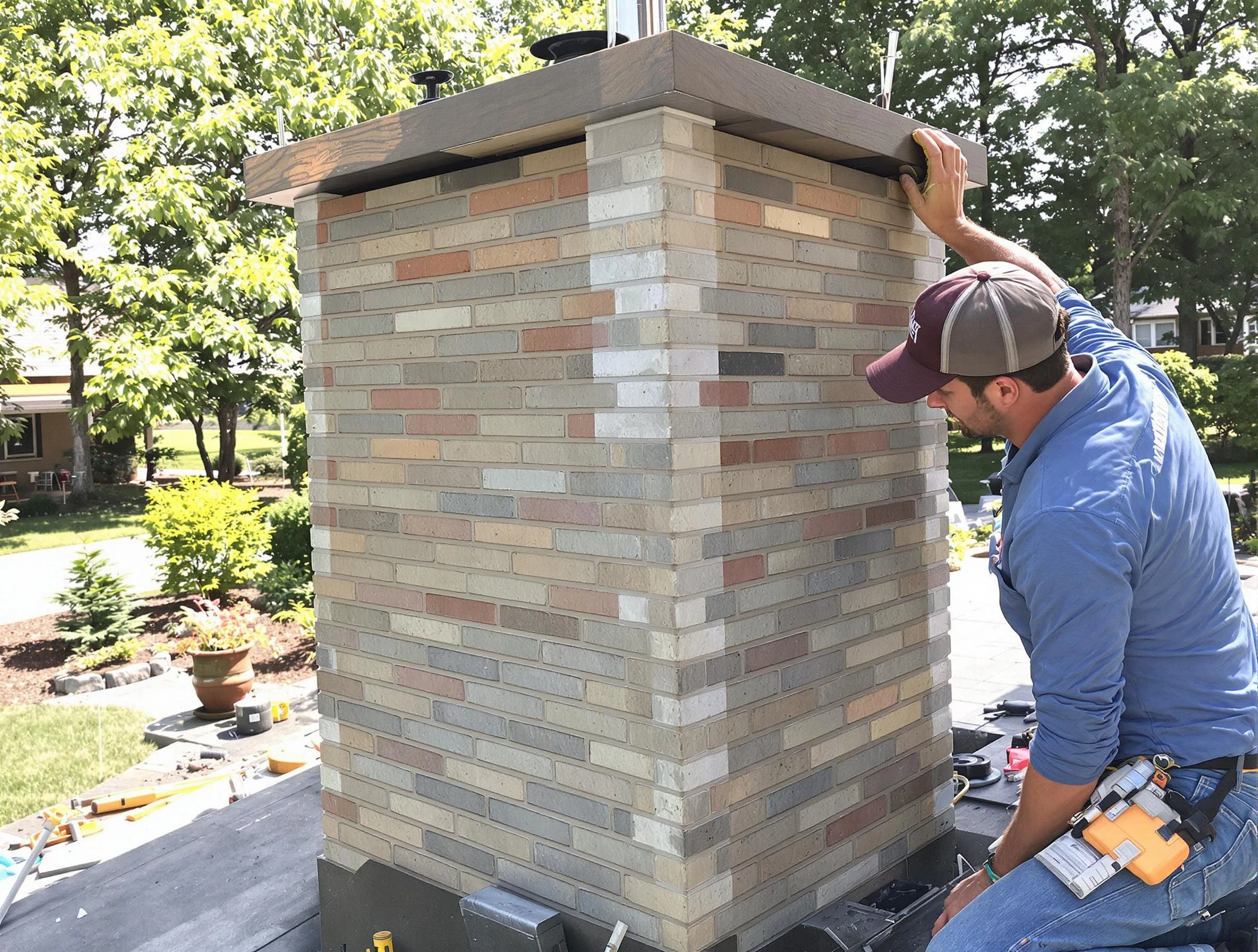 Senoia Chimney Sweep completing a modern chimney remodel in Senoia, GA