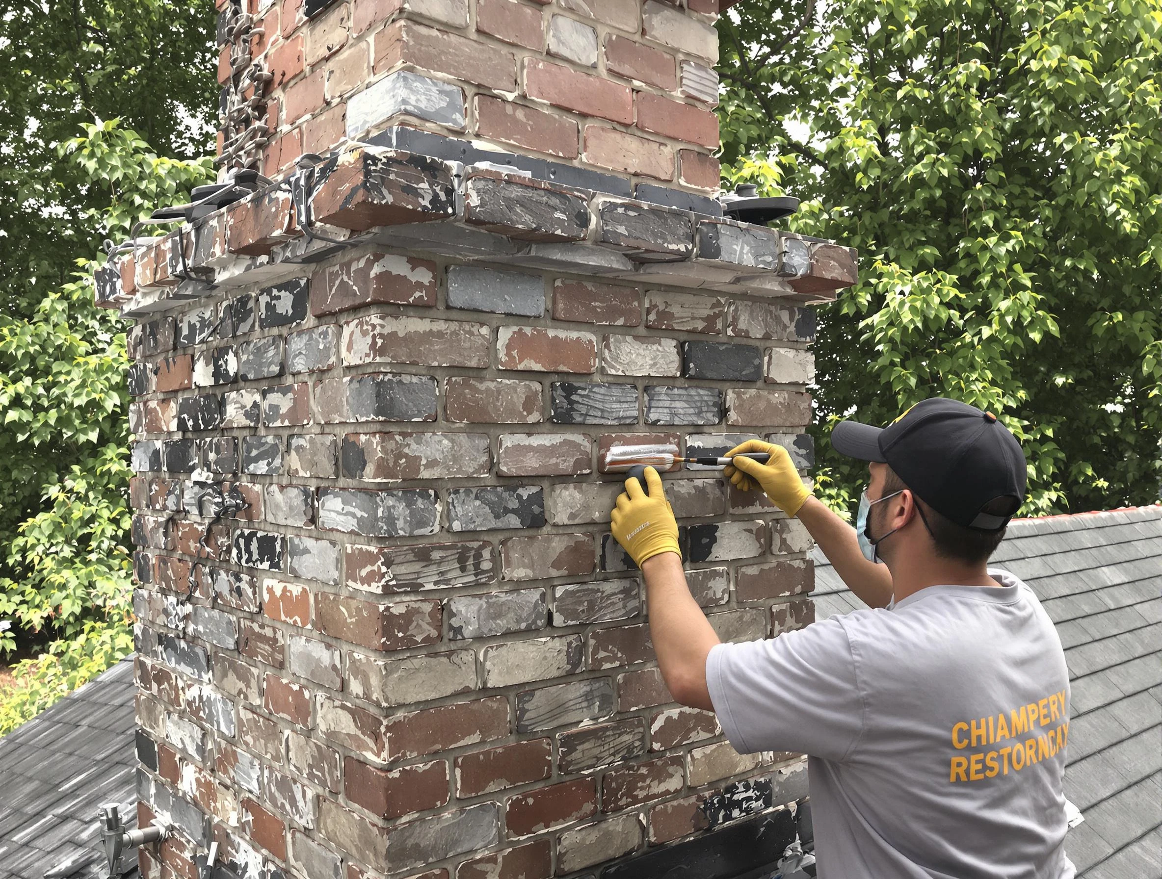 In-progress chimney restoration by Senoia Chimney Sweep in Senoia, GA