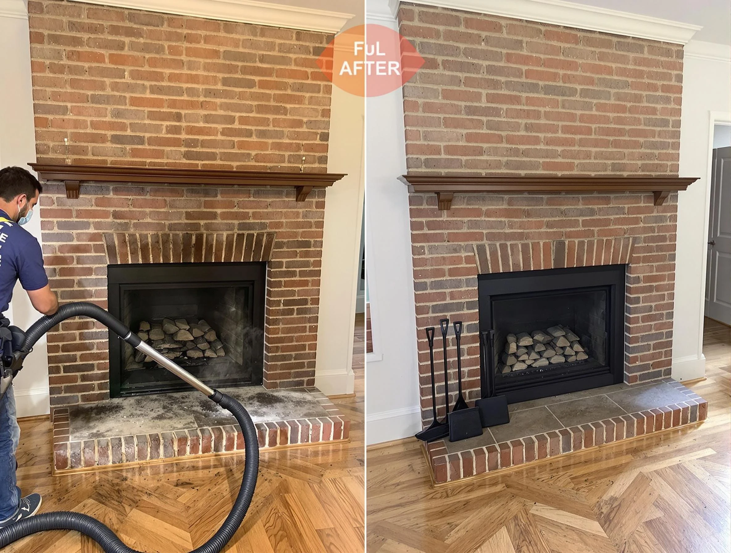 Senoia Chimney Sweep carefully sanitizing a fireplace in Senoia, GA