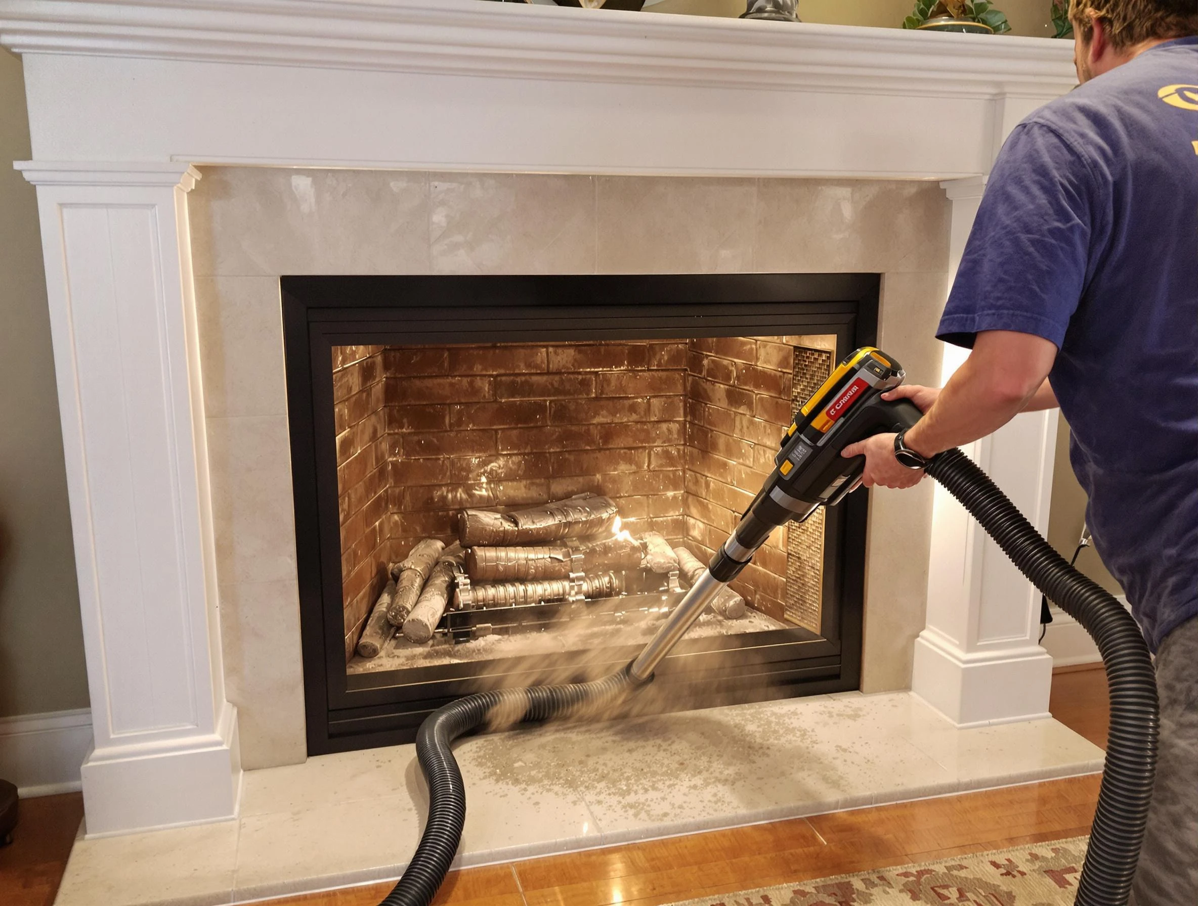 Fireplace cleaning performed by Senoia Chimney Sweep in Senoia, GA